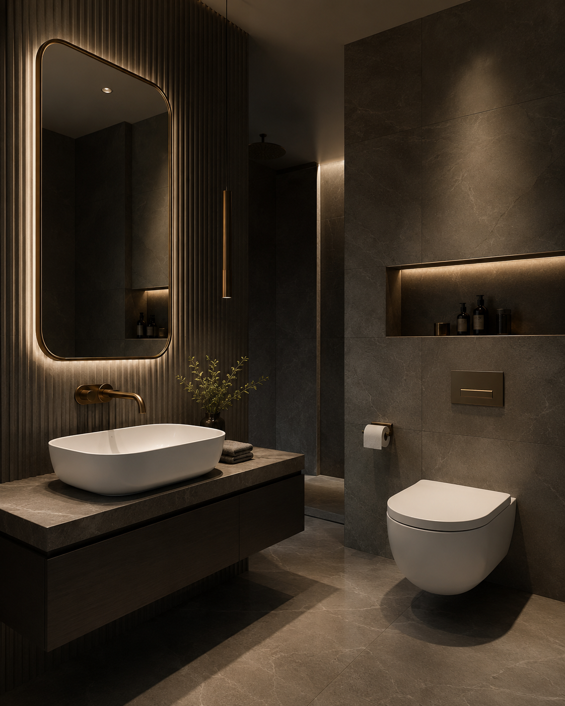 Modern sanitary ware collection with bathroom essentials